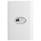 Conjunto Tomada RJ11 (telefone) 4x2 - Novara Branco Brilhante 